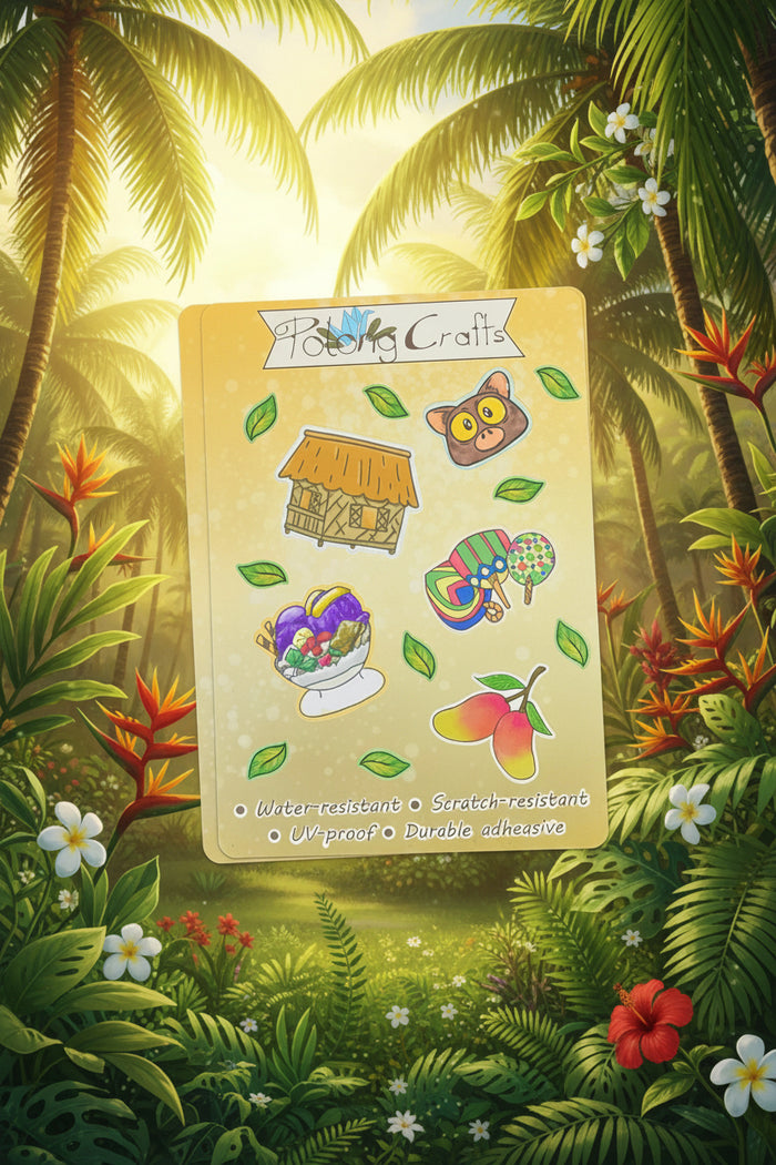 A sticker sheet of 5 filipino culturally relevant items 