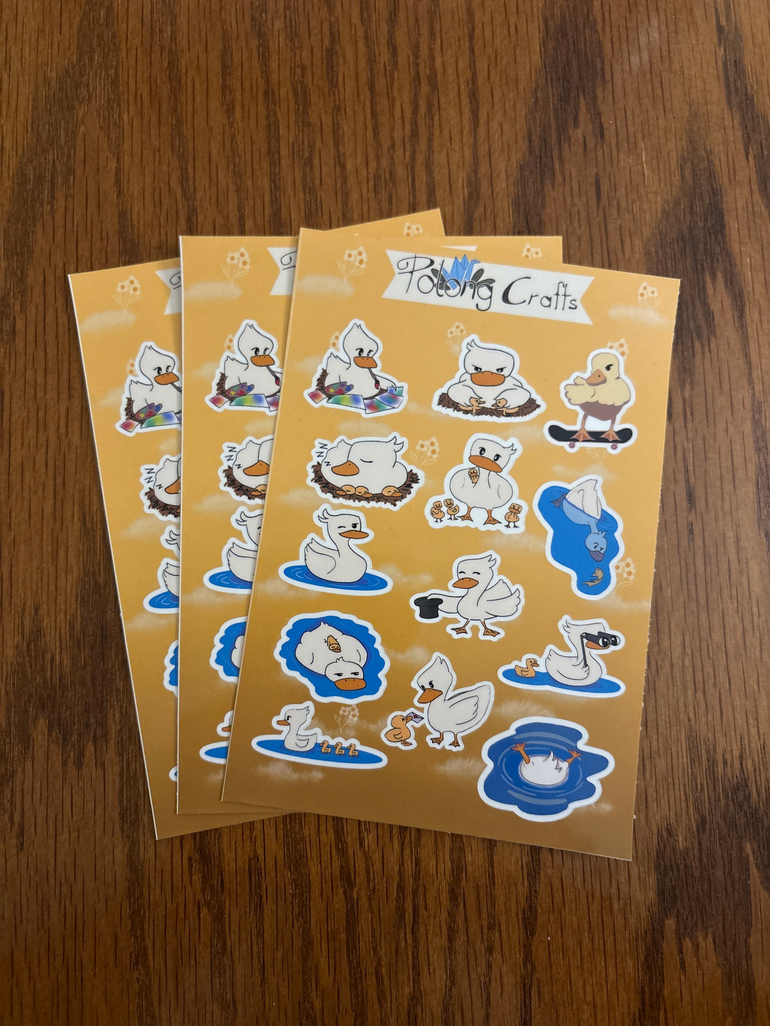 Hand-Designed Ducks - Premium Vinyl Decorative Sticker Sheet