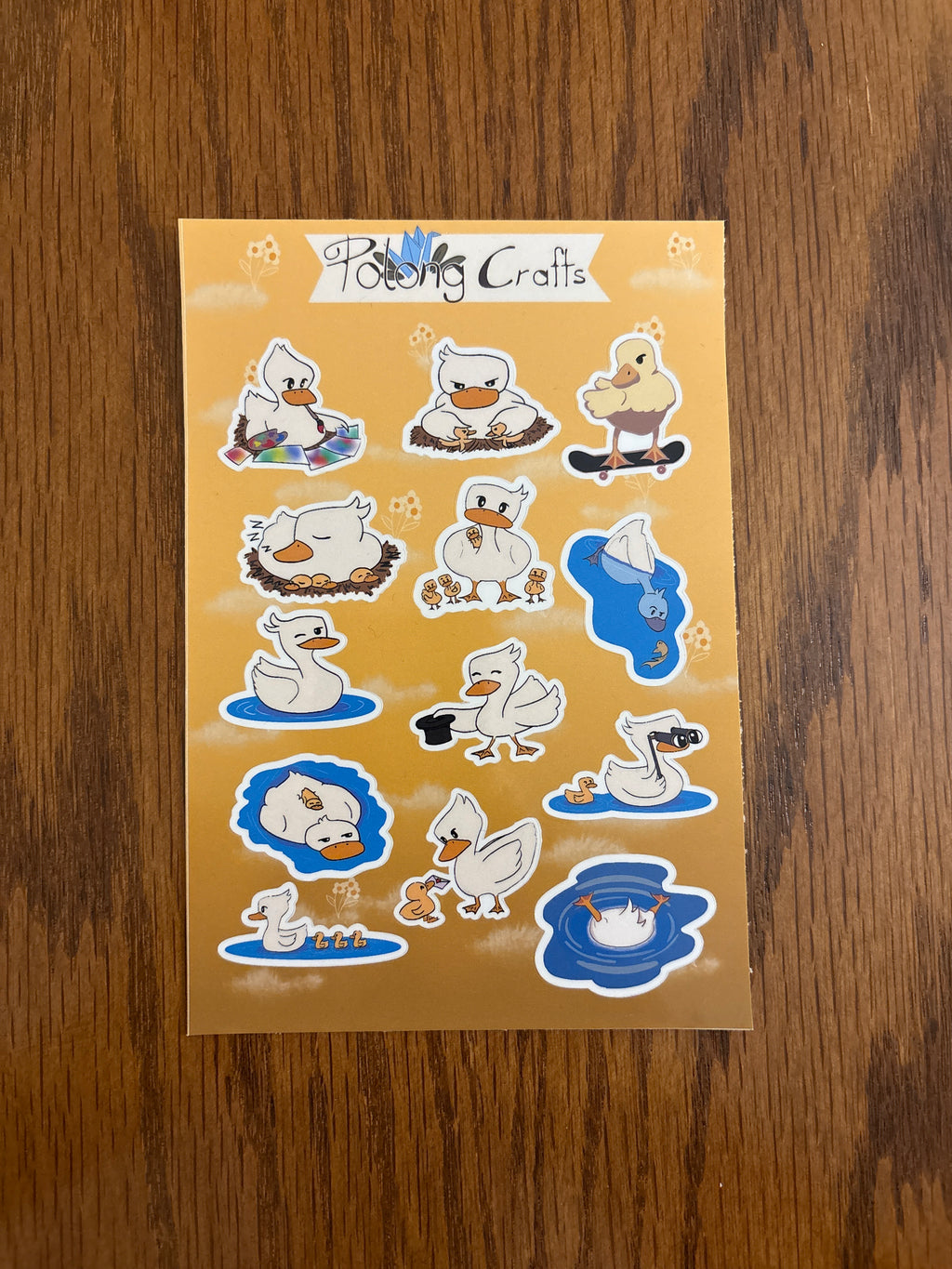 Hand-Designed Ducks - Premium Vinyl Decorative Sticker Sheet