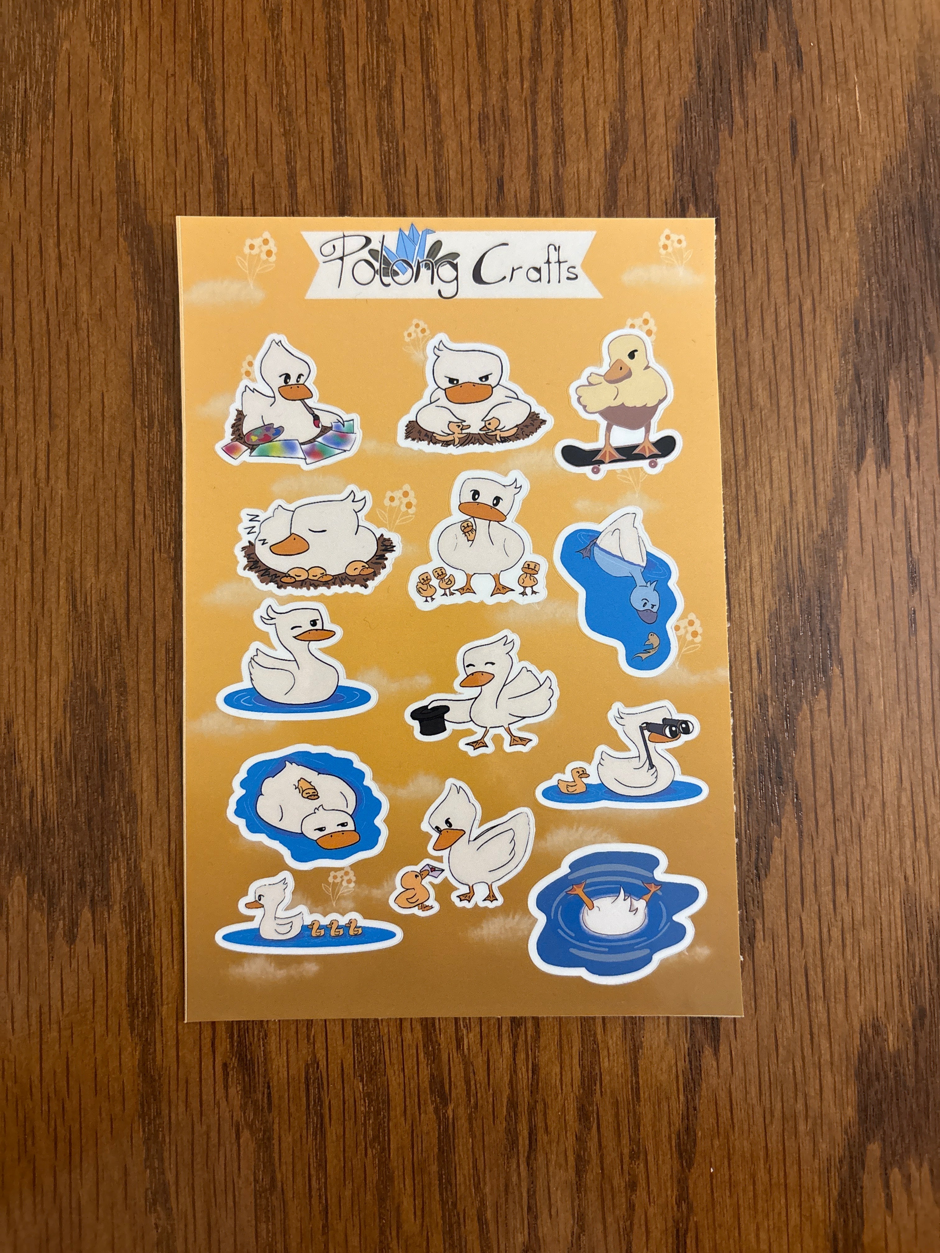 Hand-Designed Ducks - Premium Vinyl Decorative Sticker Sheet