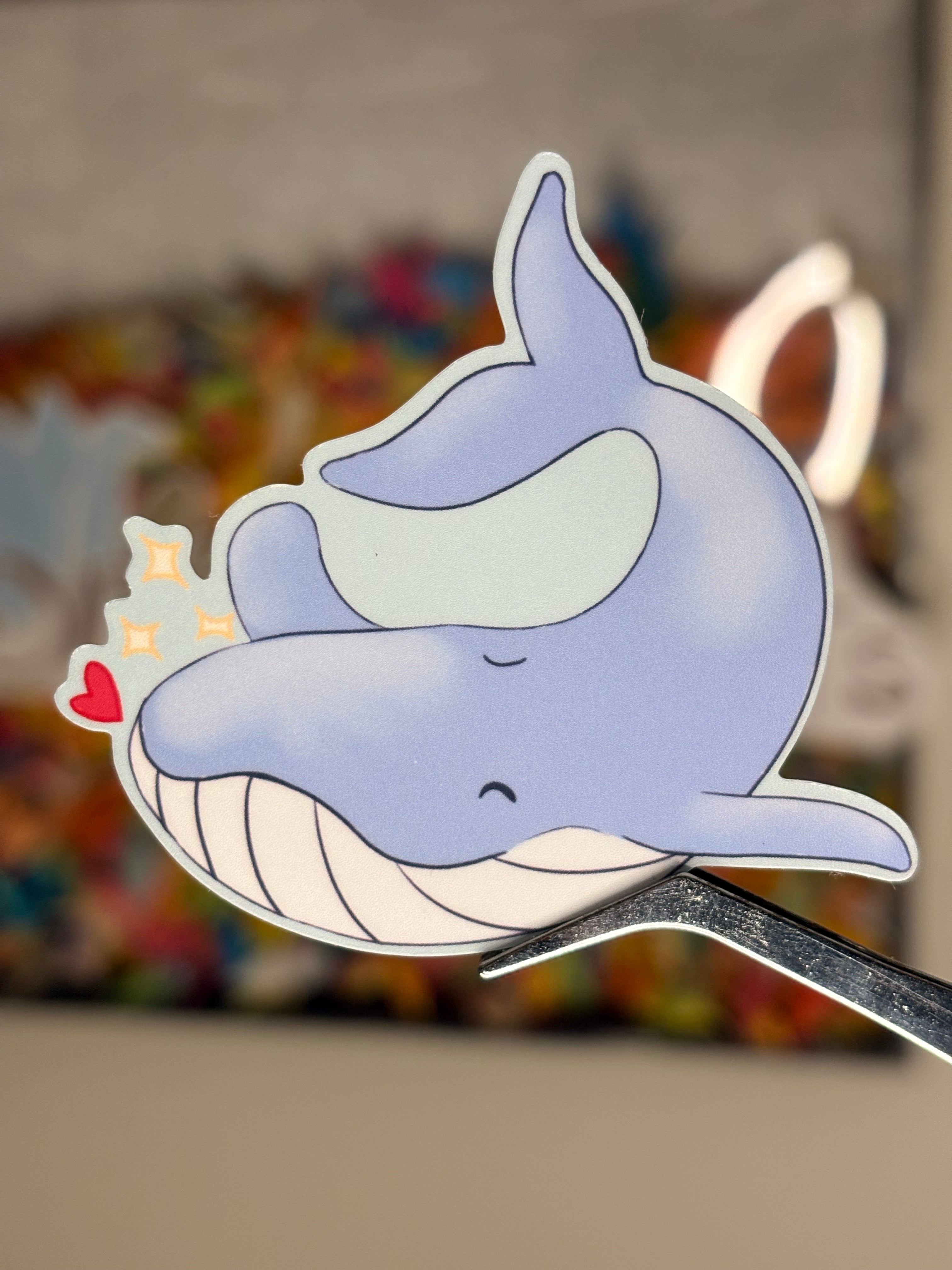 Valentine Whale - Premium Vinyl Decorative Sticker
