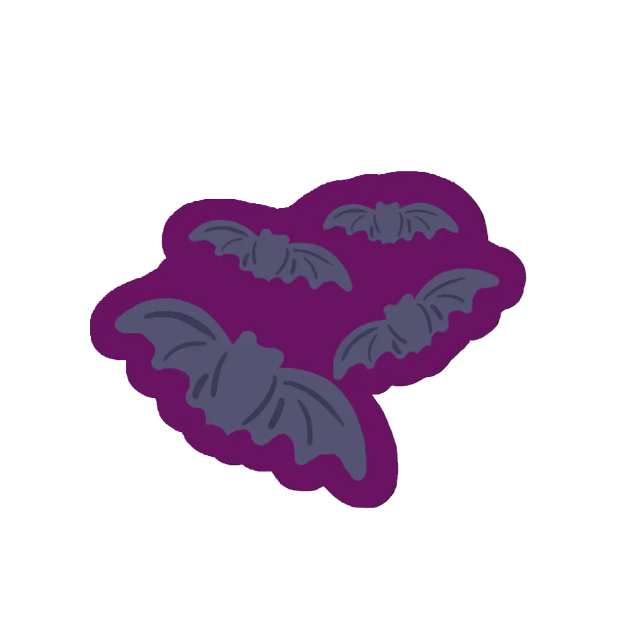 Halloween bats sticker with purple background on a white surface