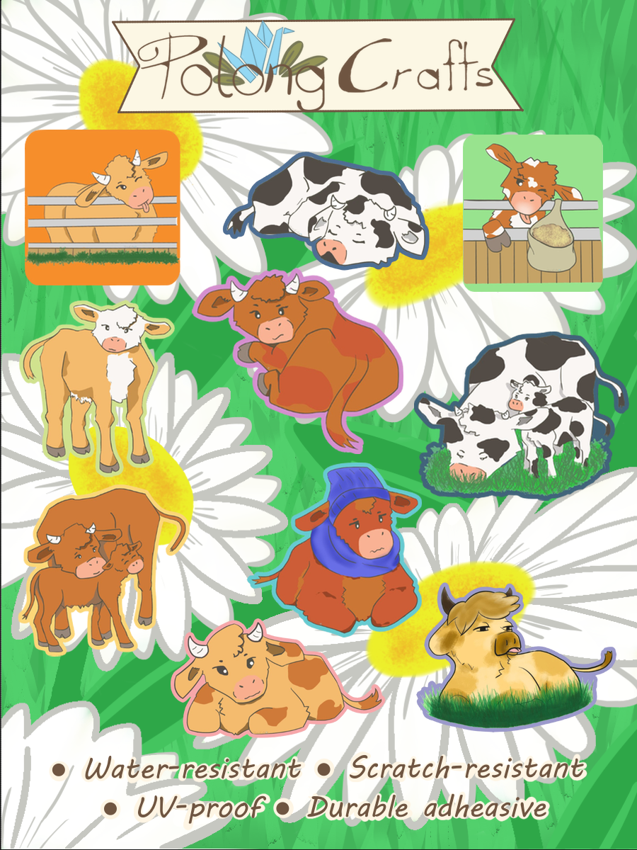 Cows stickers ~ Original hand designed premium vinyl