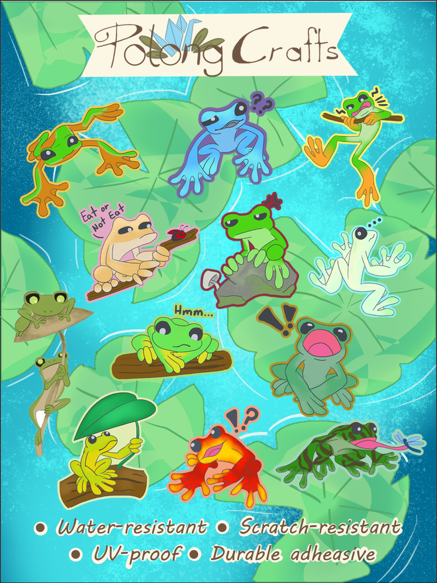 Frogs stickers ~ Original hand designed premium vinyl