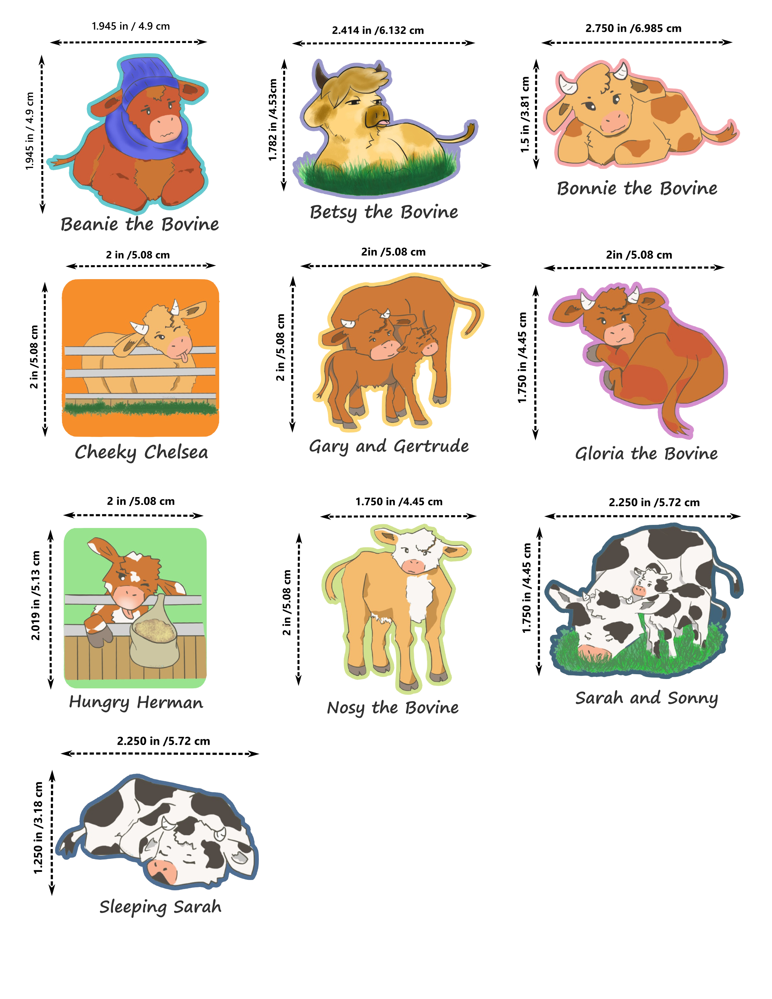Cows stickers ~ Original hand designed premium vinyl