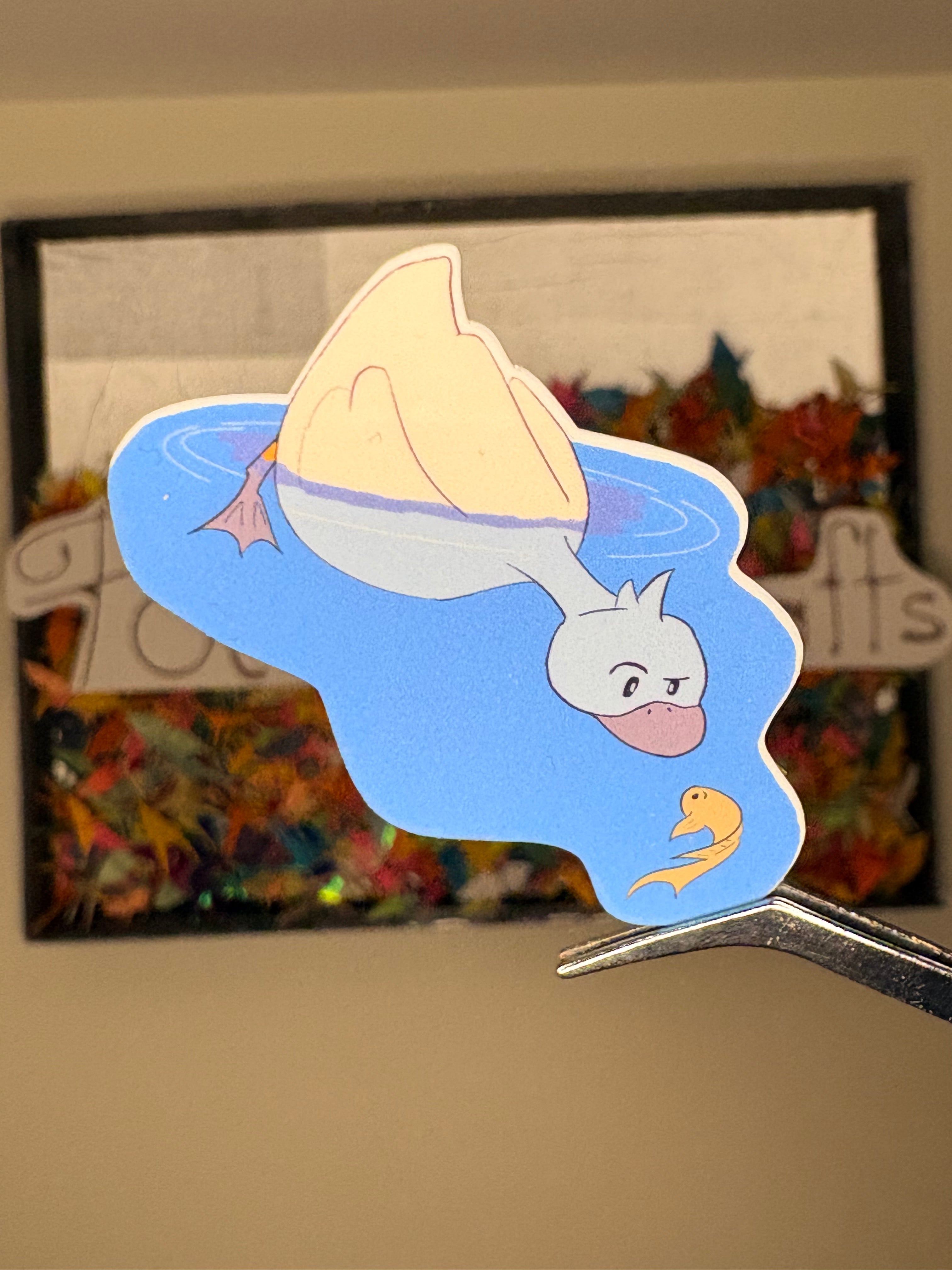 Fish Friend Duck - Premium Vinyl Decorative Sticker