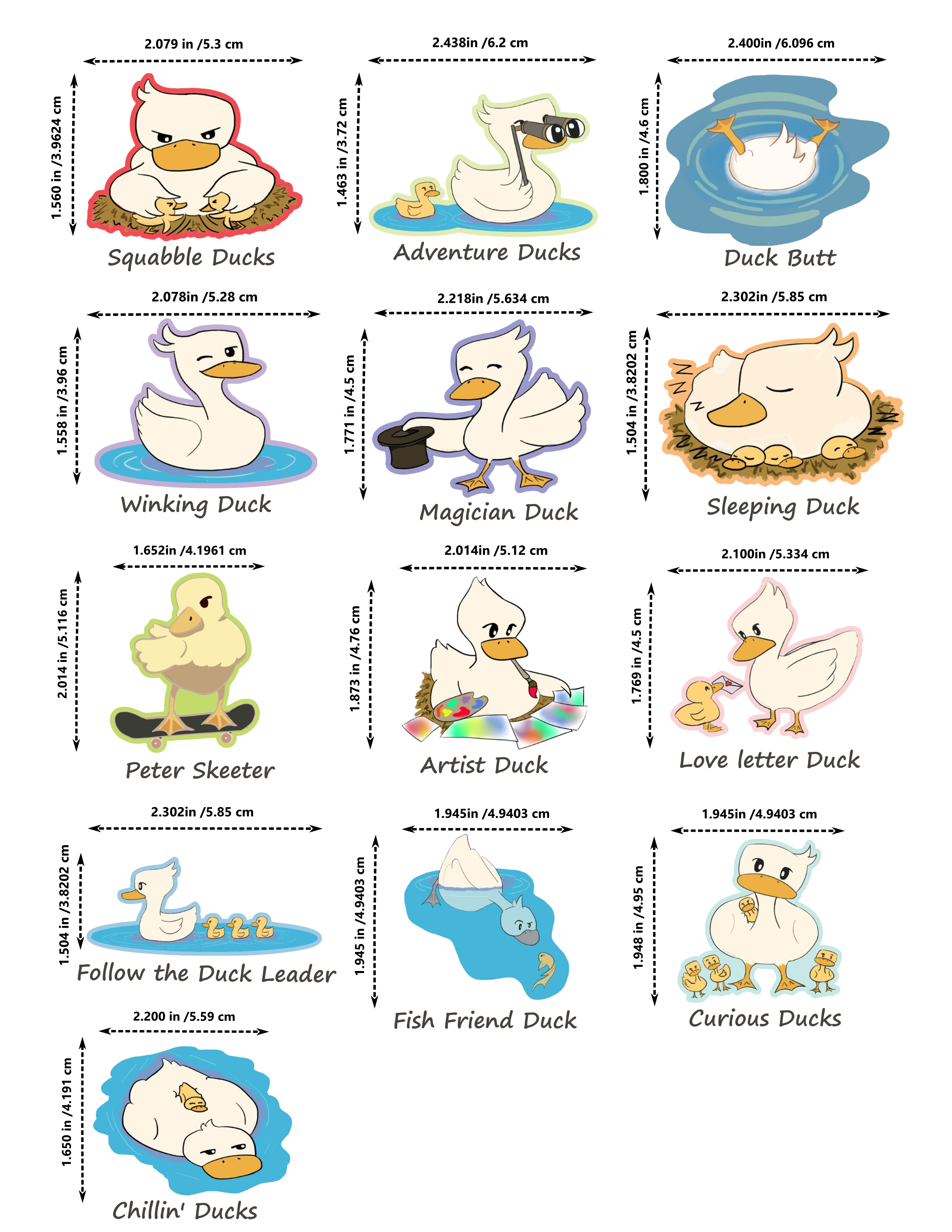 Ducks stickers ~ Original hand designed premium vinyl