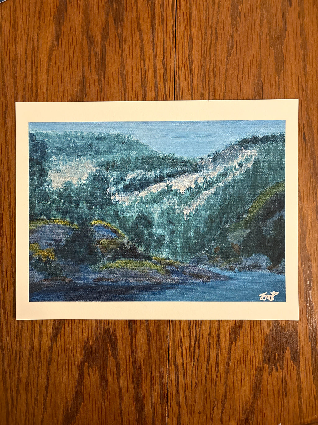 River Mountain - Original artwork, Velvet Fine Art Print