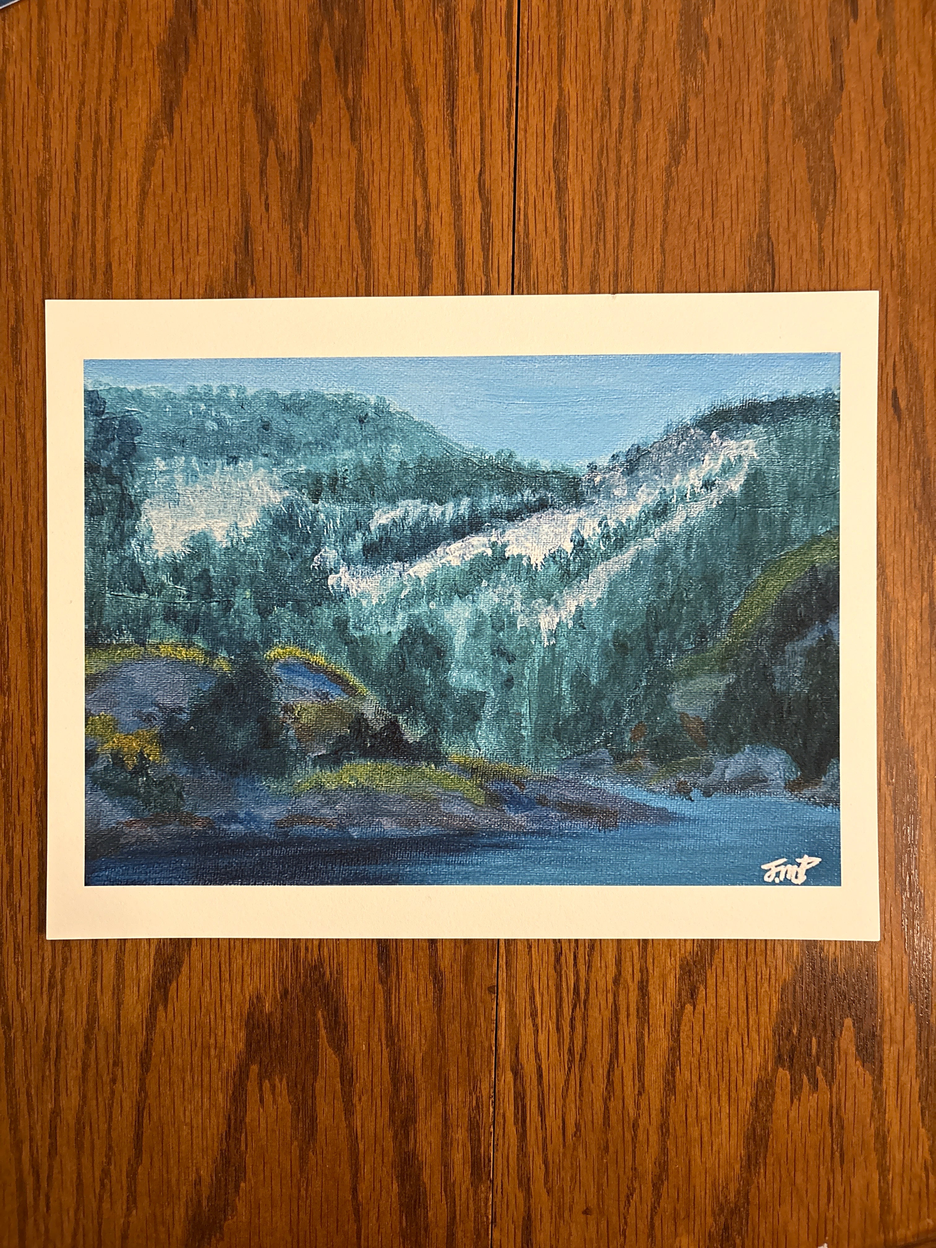 River Mountain - Original artwork, Velvet Fine Art Print