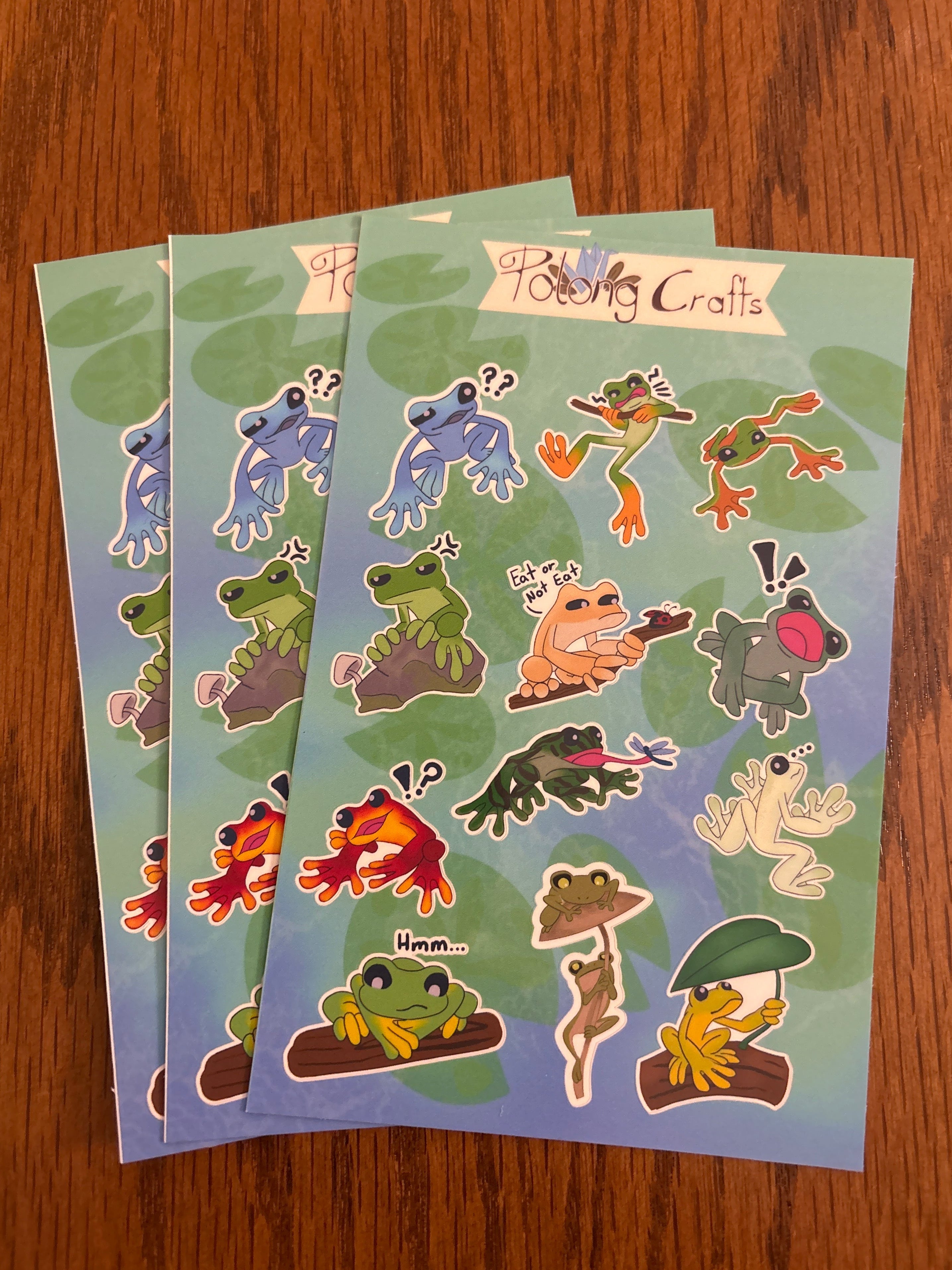 Hand-Designed Frogs - Premium Vinyl Decorative Sticker Sheet