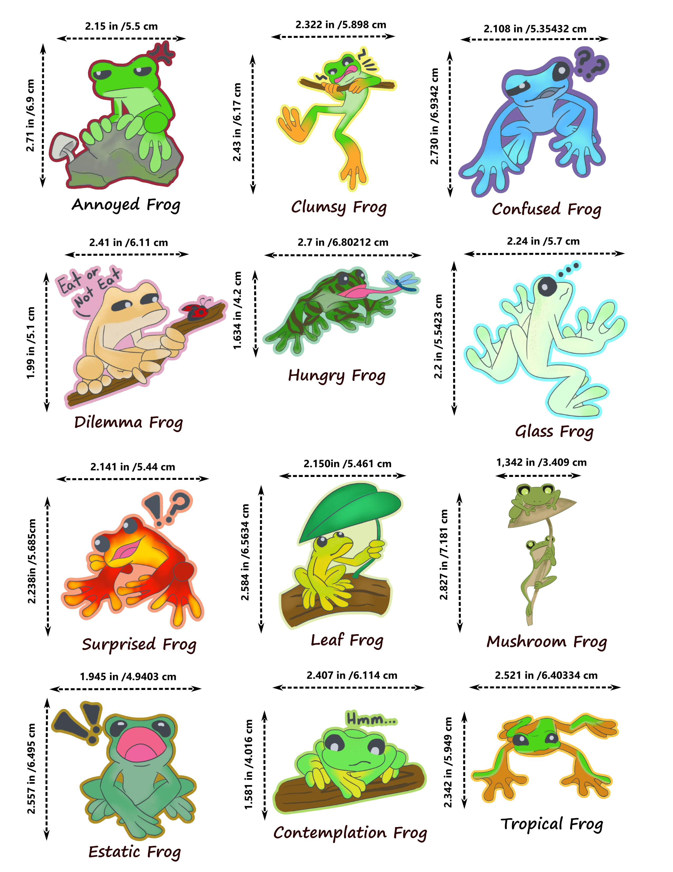 Frogs stickers ~ Original hand designed premium vinyl