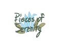 Logo with 'Pieces of Serenity' text and abstract shapes on a white background